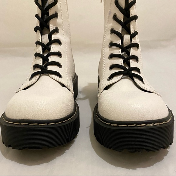 Sincerely Jules Harley White Leather Lace Up Zipper Combat Boots Size 7.5M - Picture 10 of 12